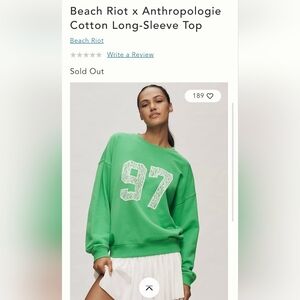 Beach Riot Cotton Pullover Top. Green
